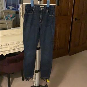 mother denim with lace detail